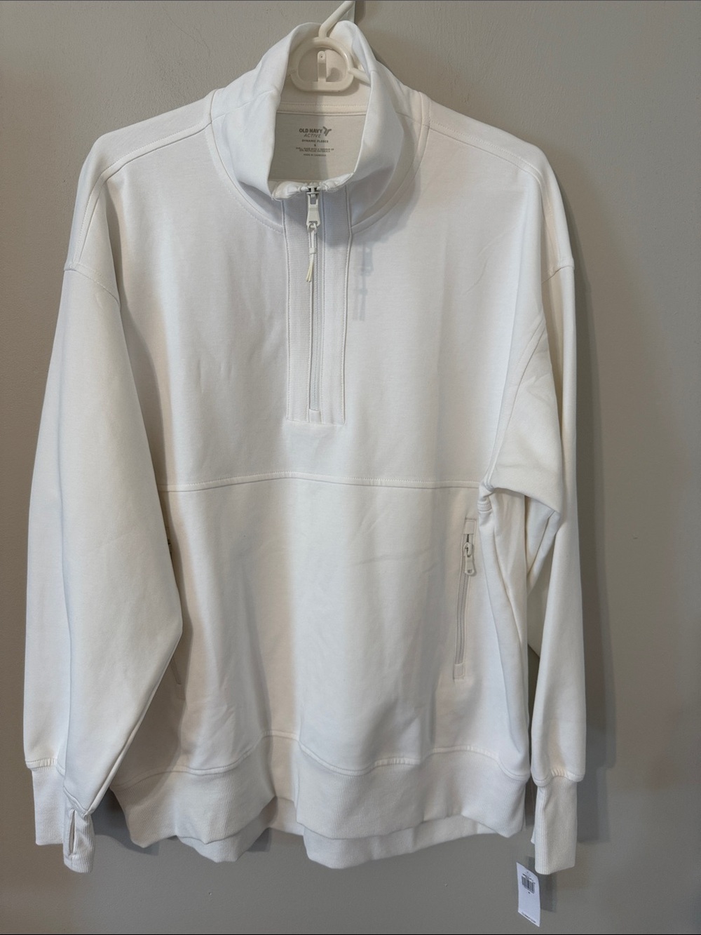 Old Navy womens White Half-Zip Pullover. Oversized.